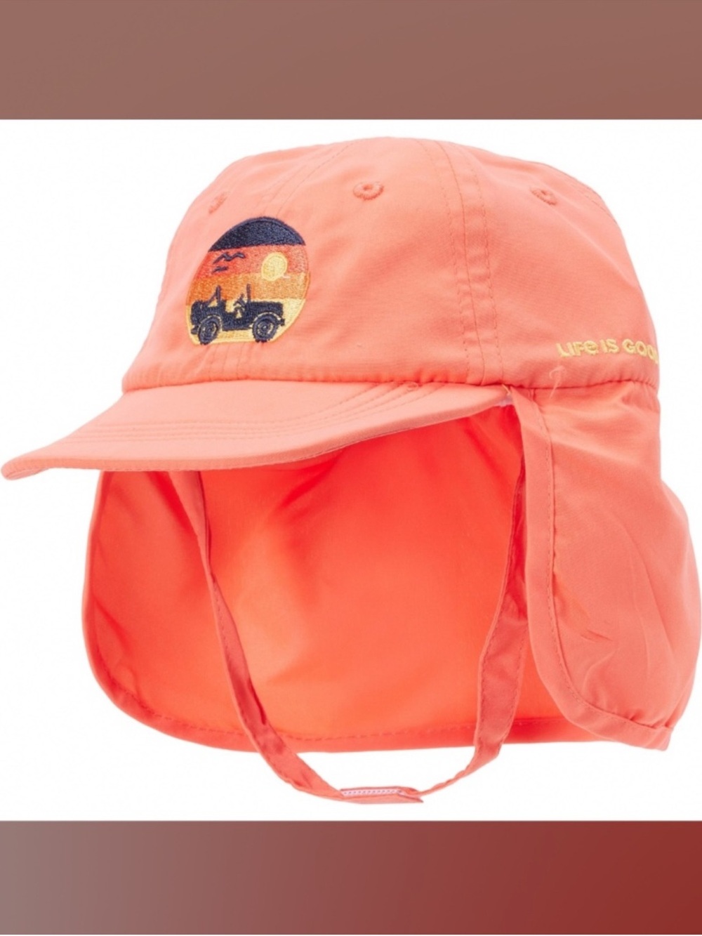 Life is Good Melon Coral Pink UPF50 Graphic Protective Neck Sun Cap Unisex